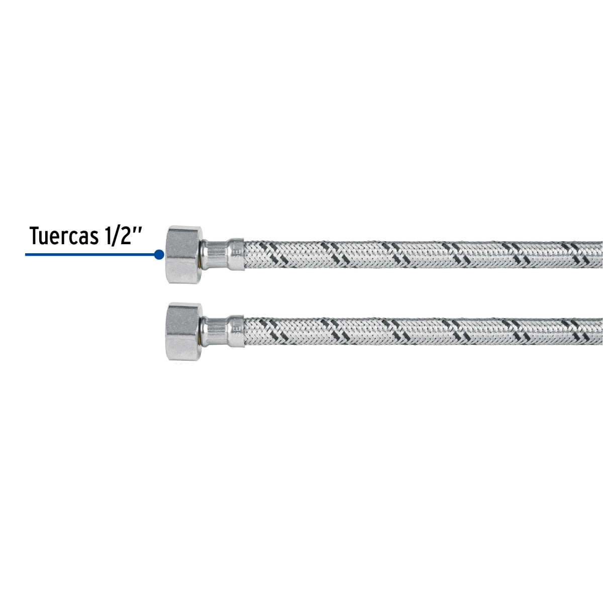 Manguera p/lavabo o fregadero 40cm acero inoxidable 1/2" x 1/2" SKU:'49179