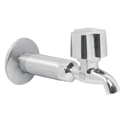 Llave metálica de 1/2" p/fregadero c/niple y chapetón (Basic) SKU:'49105