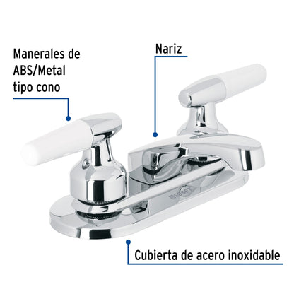 Mezcladora metálica 4" p/lavabo manerales tipo cono (Basic) SKU:'49203