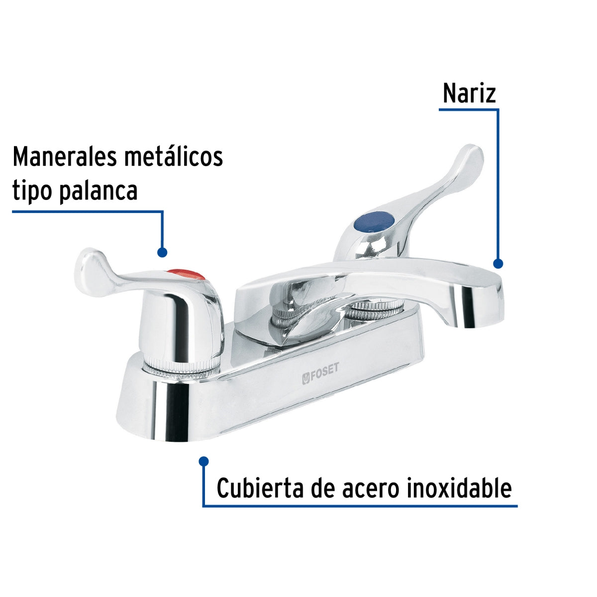Mezcladora metálica 4" p/lavabo manerales tipo palanca (Basic) SKU:'49278