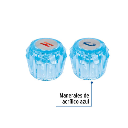 Juego 2 manerales acrílicos azul p/lavabo y fregadero (Basic) SKU:'49456