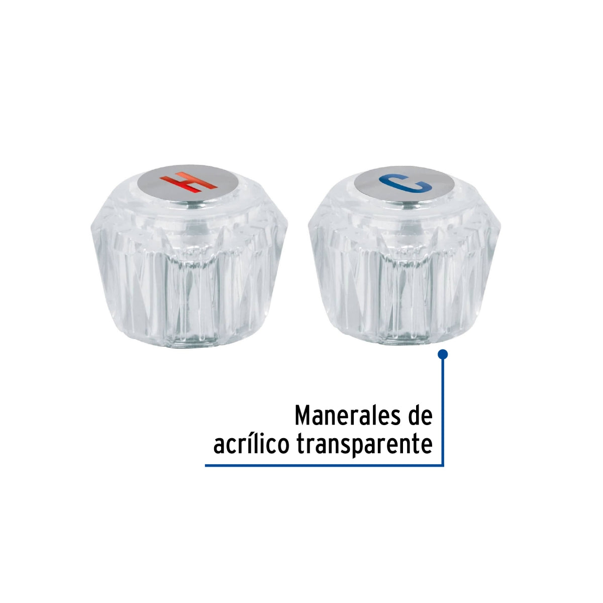 Juego 2 manerales acrílicos transparentes p/lavabo y fregadero (Basic) SKU:'49244