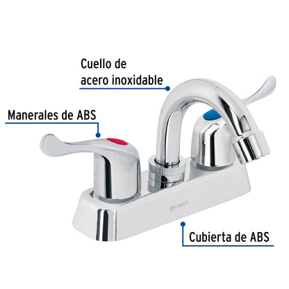 Mezcladora plástica 4" nariz curva p/lavabo manerales tipo palanca (Basic) SKU:'45512