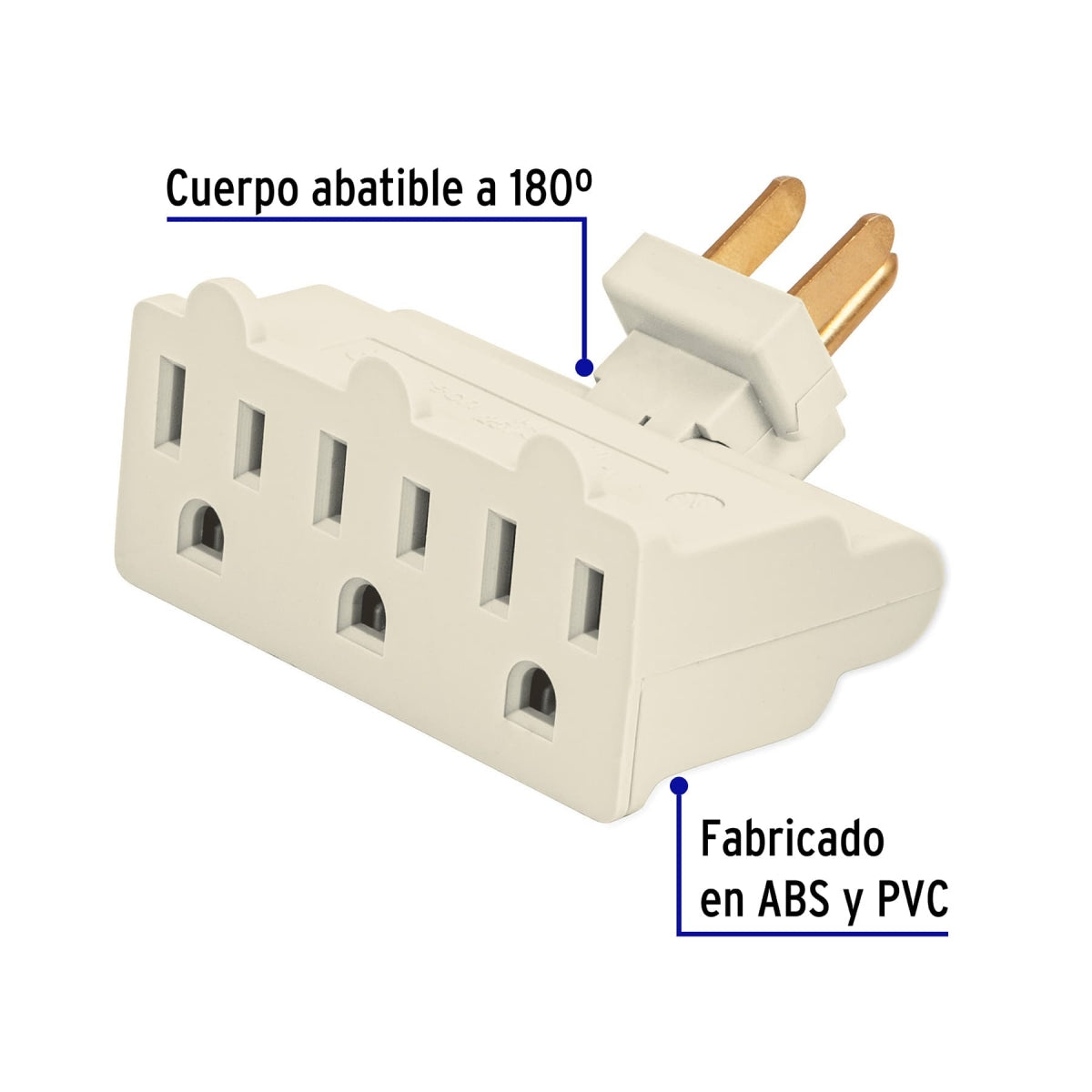 Multicontacto triple aterrizado tipo bisagra SKU:'46801