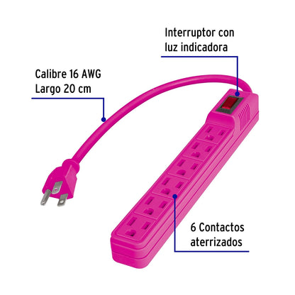 Multicontacto 6 entradas diferentes colores SKU:'46021