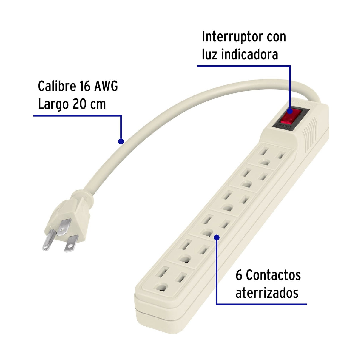 Multicontacto 6 entradas SKU:'47188