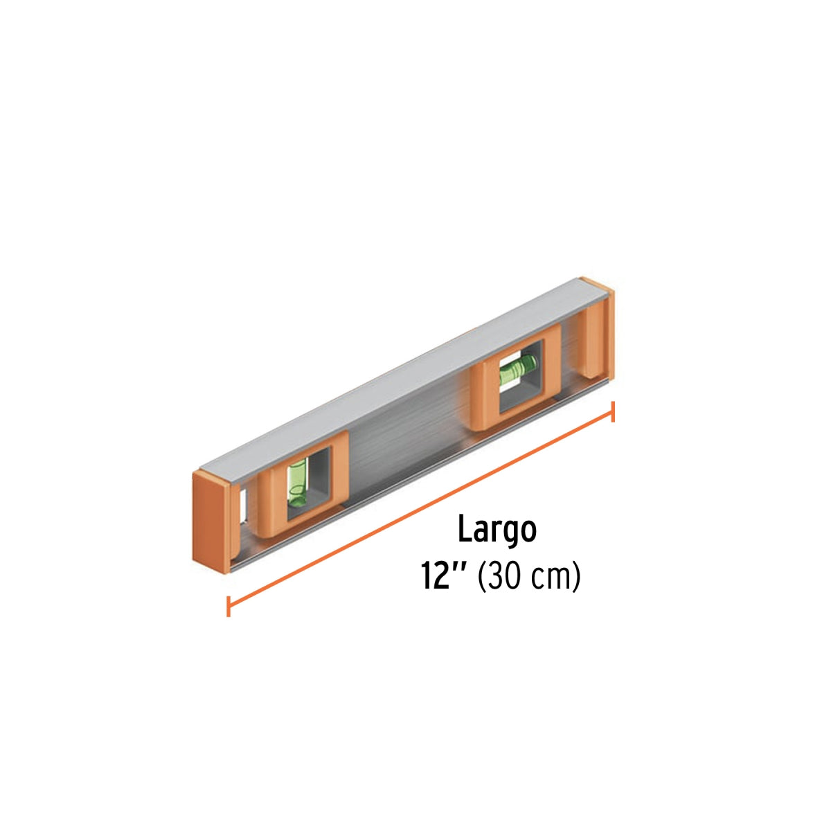 Nivel aluminio y ABS 12" 2 gotas SKU:'17030