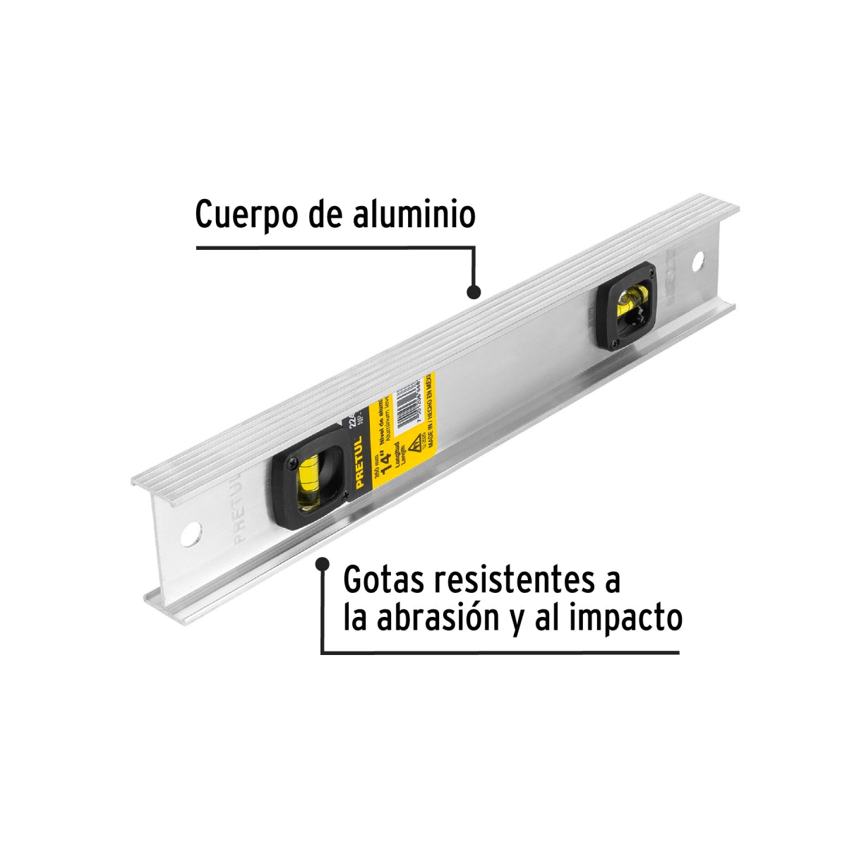 Nivel aluminio 14" 2 gotas SKU:'22456