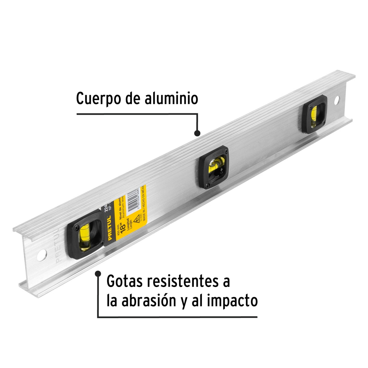 Nivel aluminio 18" 3 gotas SKU:'22458