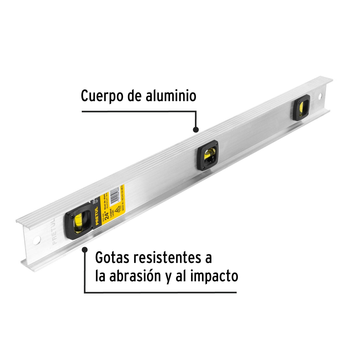 Nivel aluminio 24" 3 gotas SKU:'22460