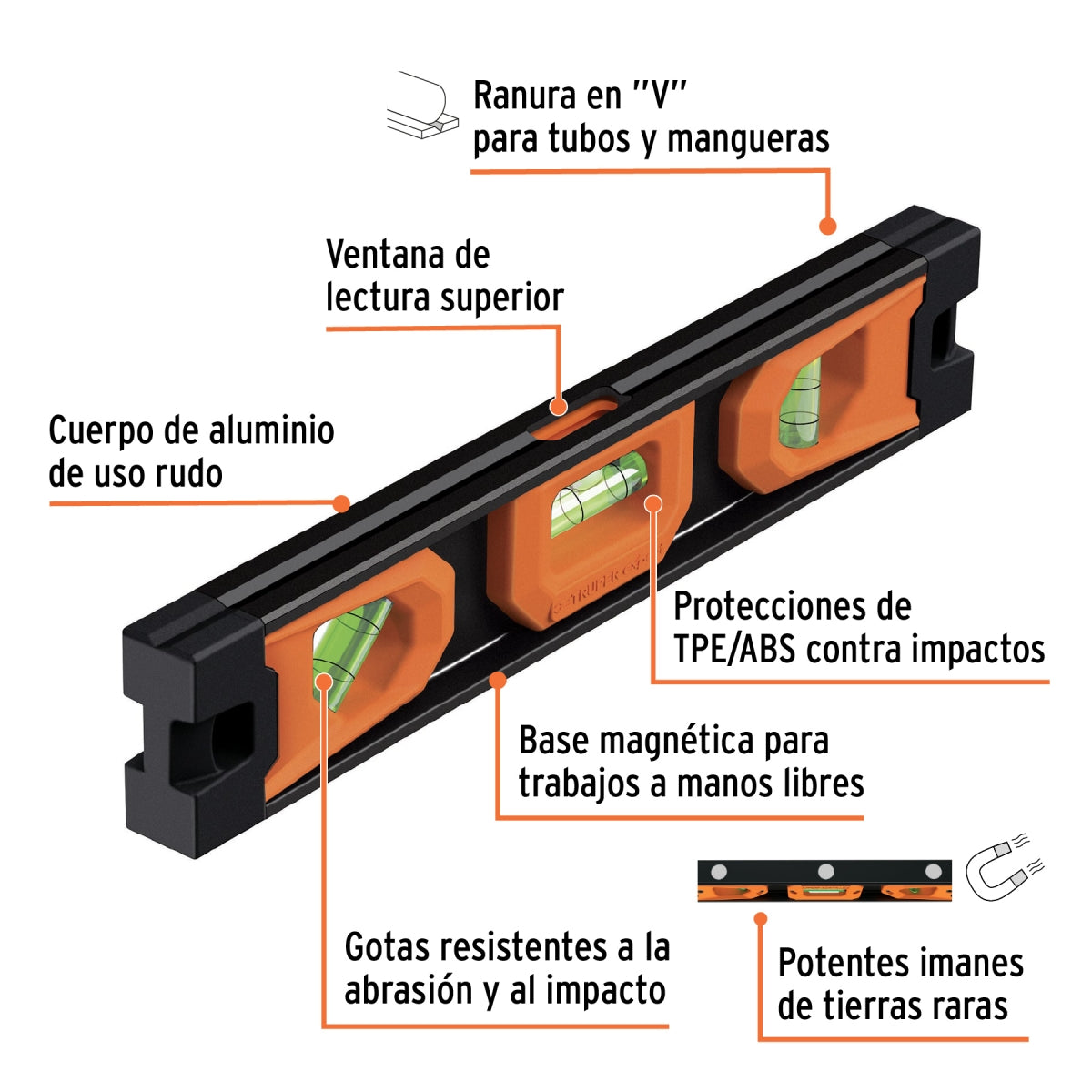 Nivel torpedo 10" magnético expert SKU:'17054