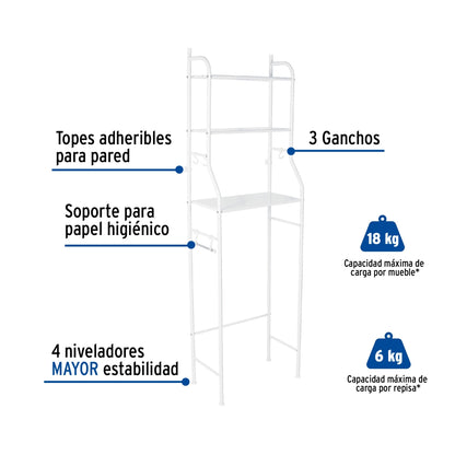Mueble organizador con 3 repisas p/baño SKU:'47907