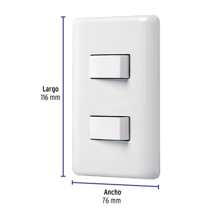 Placa armada doble 2 interruptores sencillos (Basic) SKU:'25080