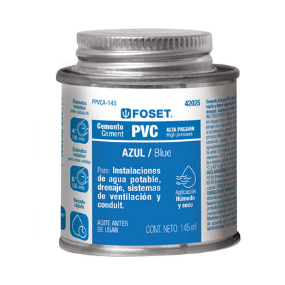 Pegamento azul para PVC bote 145ml SKU:'42025