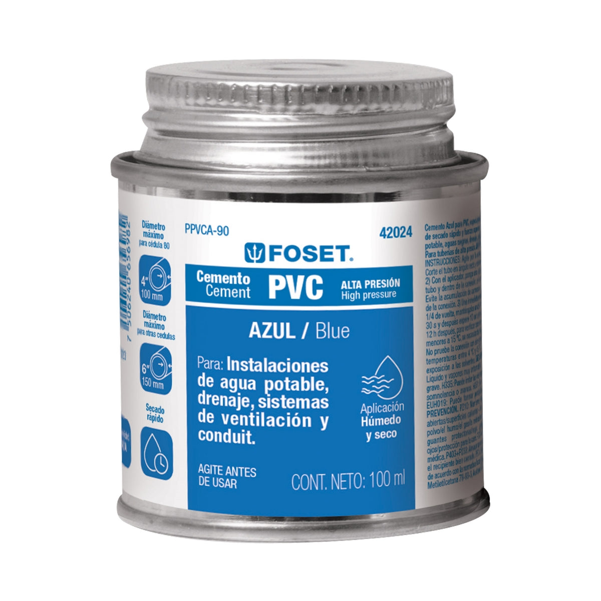 Pegamento azul para PVC bote 90ml SKU:'42024