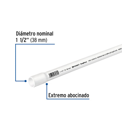 Tubo 1 1/2" PVC cédula 40 (3m) SKU:'45521