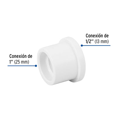 Reducción bushing 1" a 1/2" PVC cédula 40 SKU:'45427