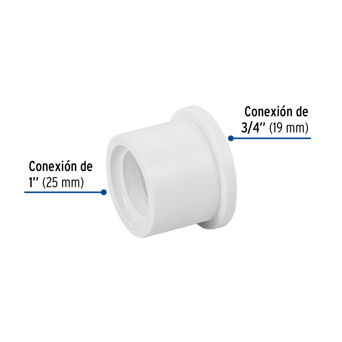 Reducción bushing 1" a 3/4" PVC cédula 40 SKU:'45428