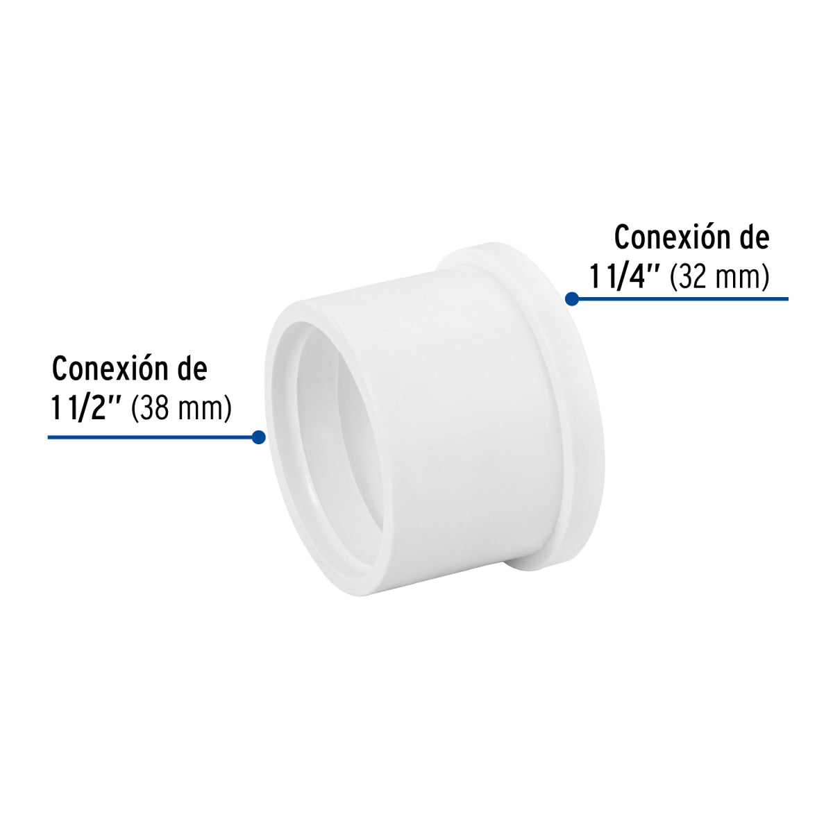 Reducción bushing 1 1/2" a 1 1/4" PVC cédula 40 SKU:'45536