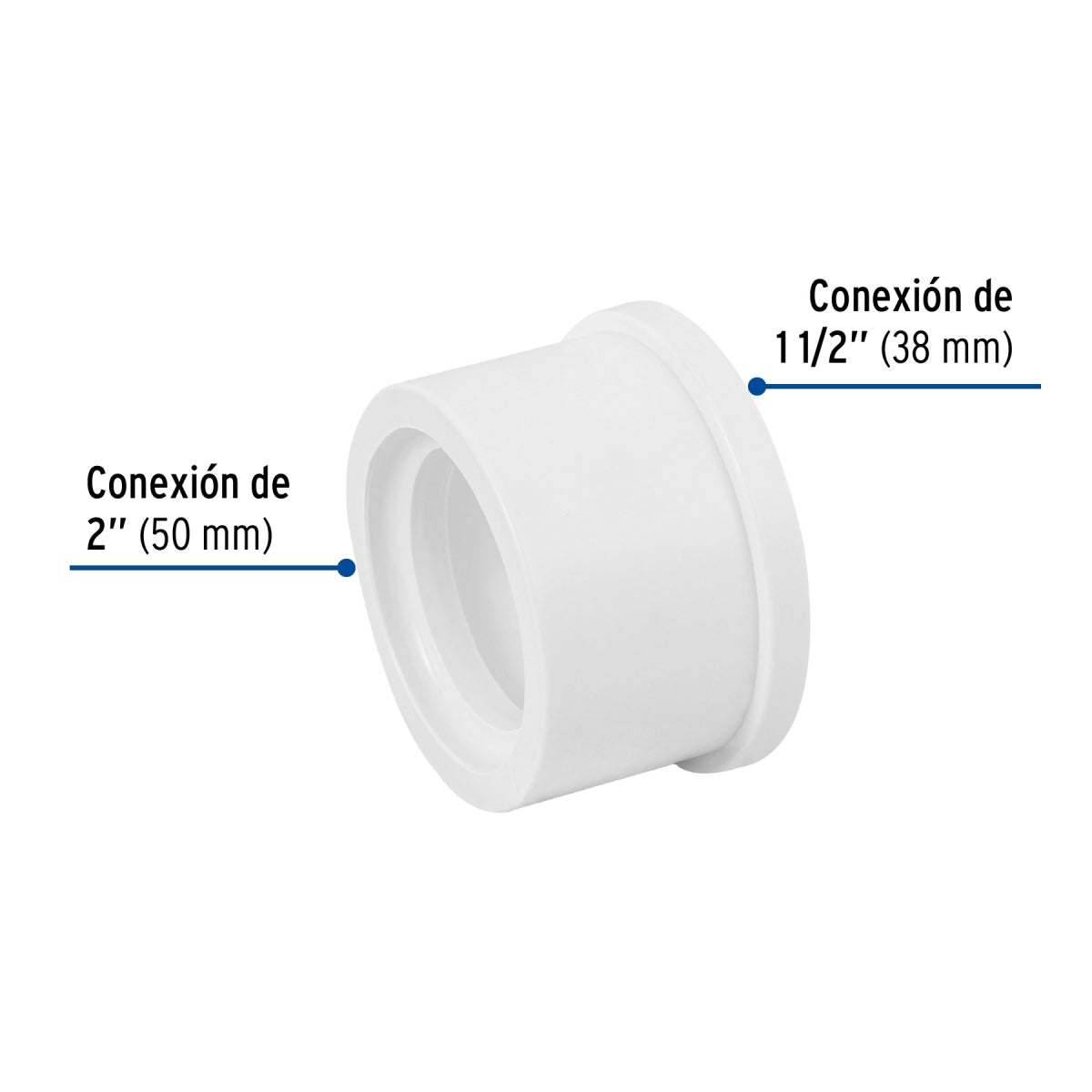 Reducción bushing 2" a 1 1/2" PVC cédula 40 SKU:'45538