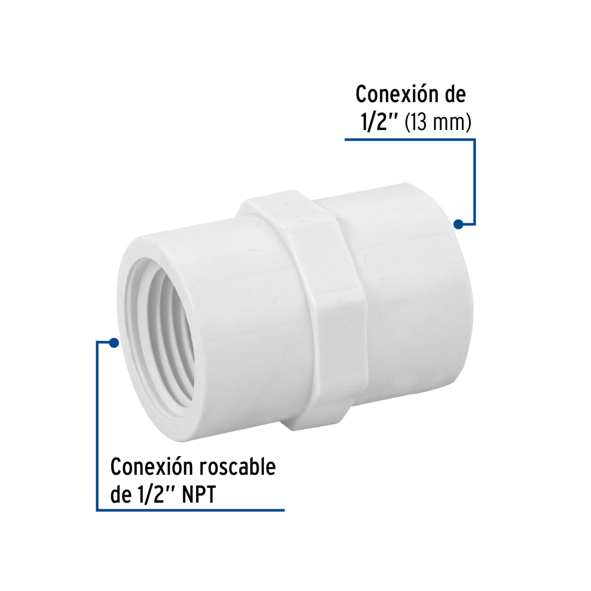 Adaptador hembra 1/2" PVC cédula 40 SKU:'45432