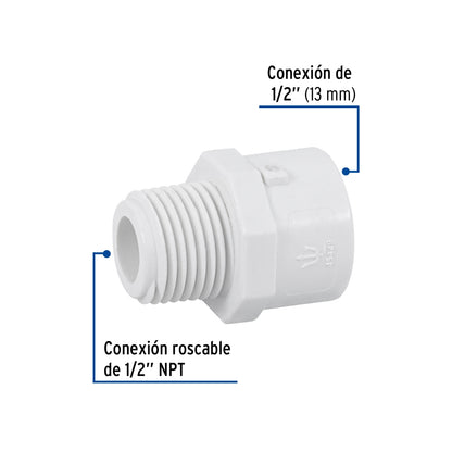 Adaptador macho 1/2" PVC cédula 40 SKU:'45429