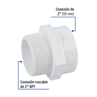 Adaptador macho 2" PVC cédula 40 SKU:'45547