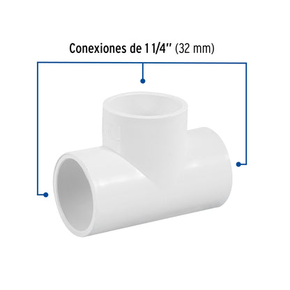 Tee 1 1/4" PVC cédula 40 SKU:'45532