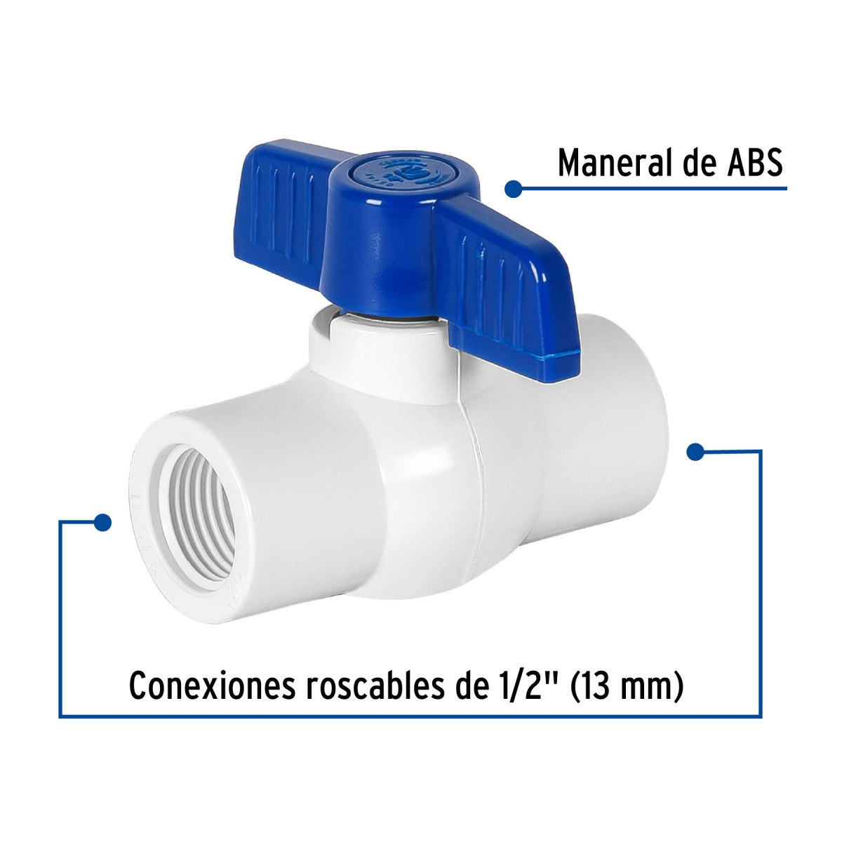 Válvula esfera roscable 1/2" PVC cédula 40 SKU:'49150