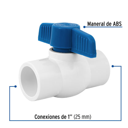 Válvula esfera cementar 1" PVC cédula 40 SKU:'49158