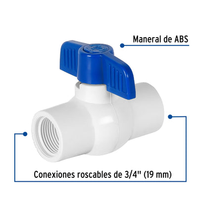 Válvula esfera roscable 3/4" PVC cédula 40 SKU:'49151