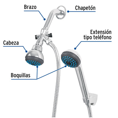 Regadera redonda 2 1/2" con extensión tipo teléfono (Basic) SKU:'49450