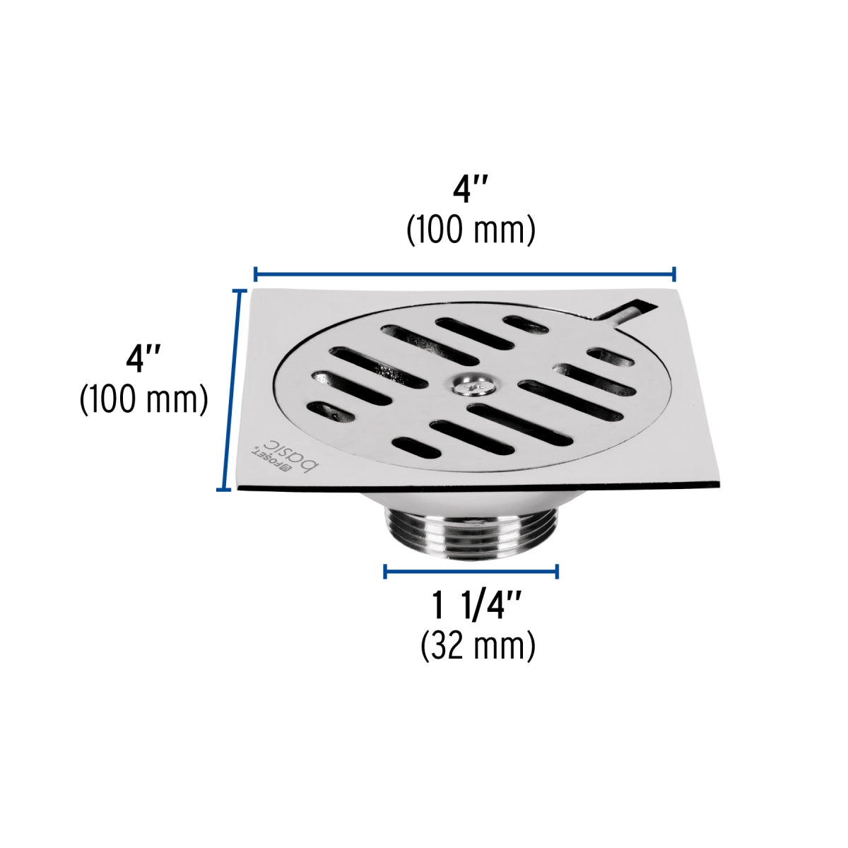 Resumidero cuadrado metálico 4" x 4" (Basic) SKU:'49349