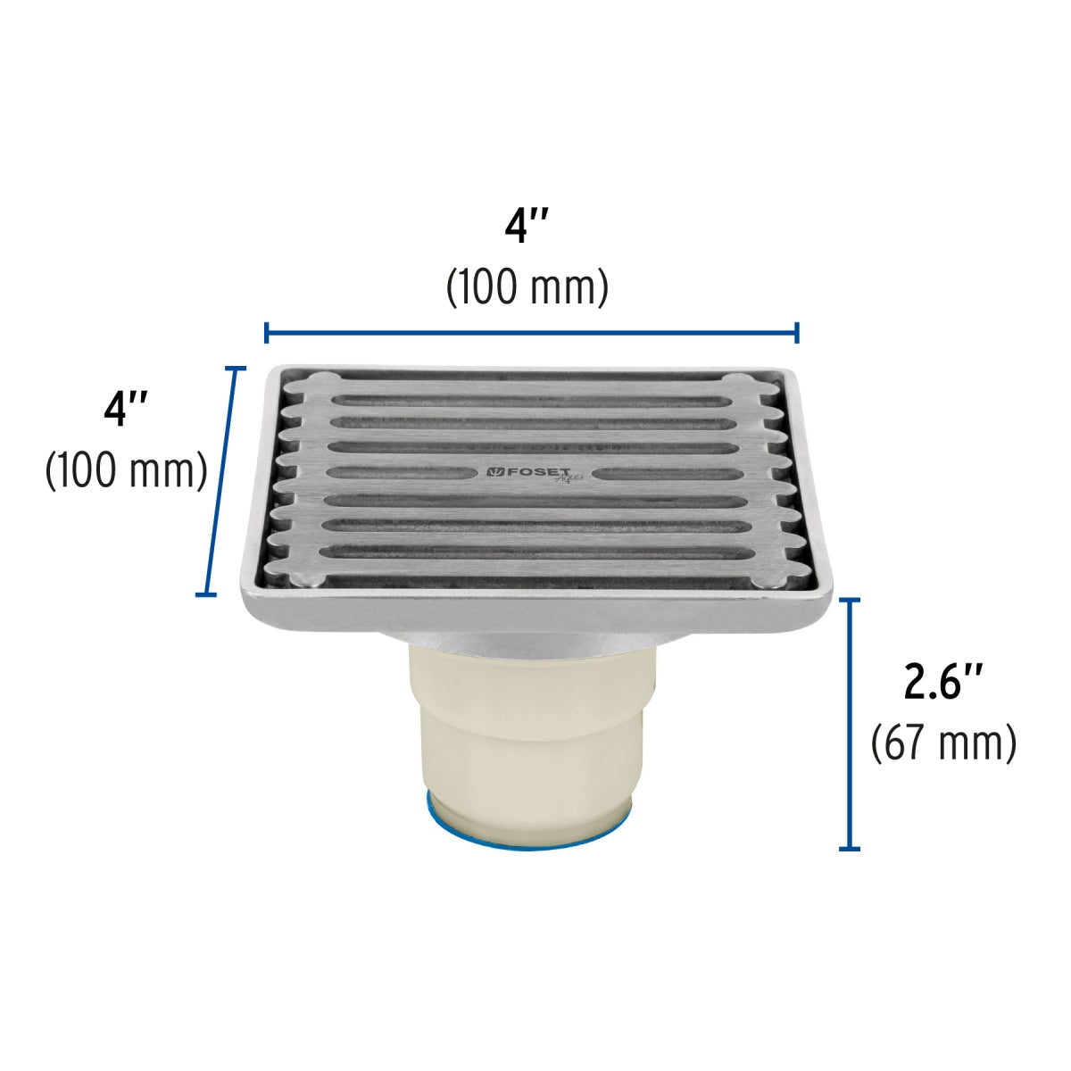 Resumidero cuadrado metálico 4" x 4" (Aqua) SKU:'49428