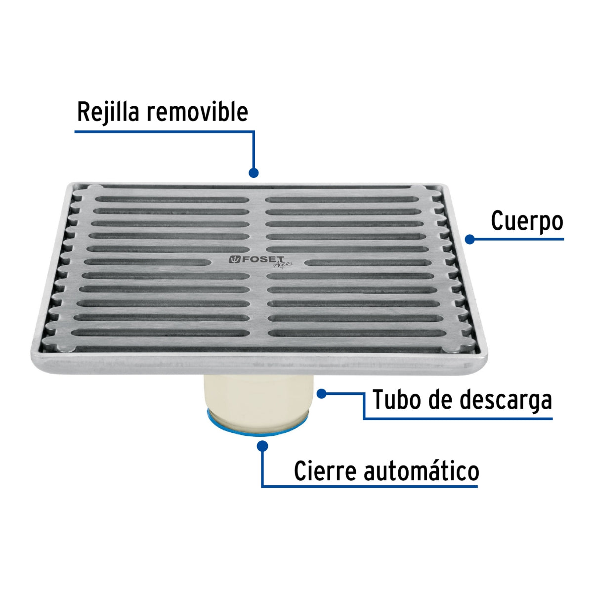 Resumidero cuadrado metálico 6" x 6" (Aqua) SKU:'46048