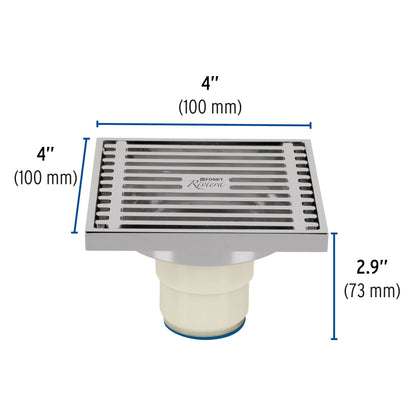 Resumidero cuadrado metálico 4" x 4" (Riviera) SKU:'49427