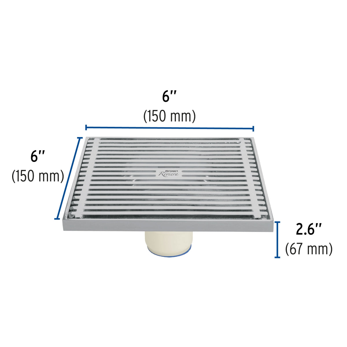 Resumidero cuadrado metálico 6" x 6" (Riviera) SKU:'46049