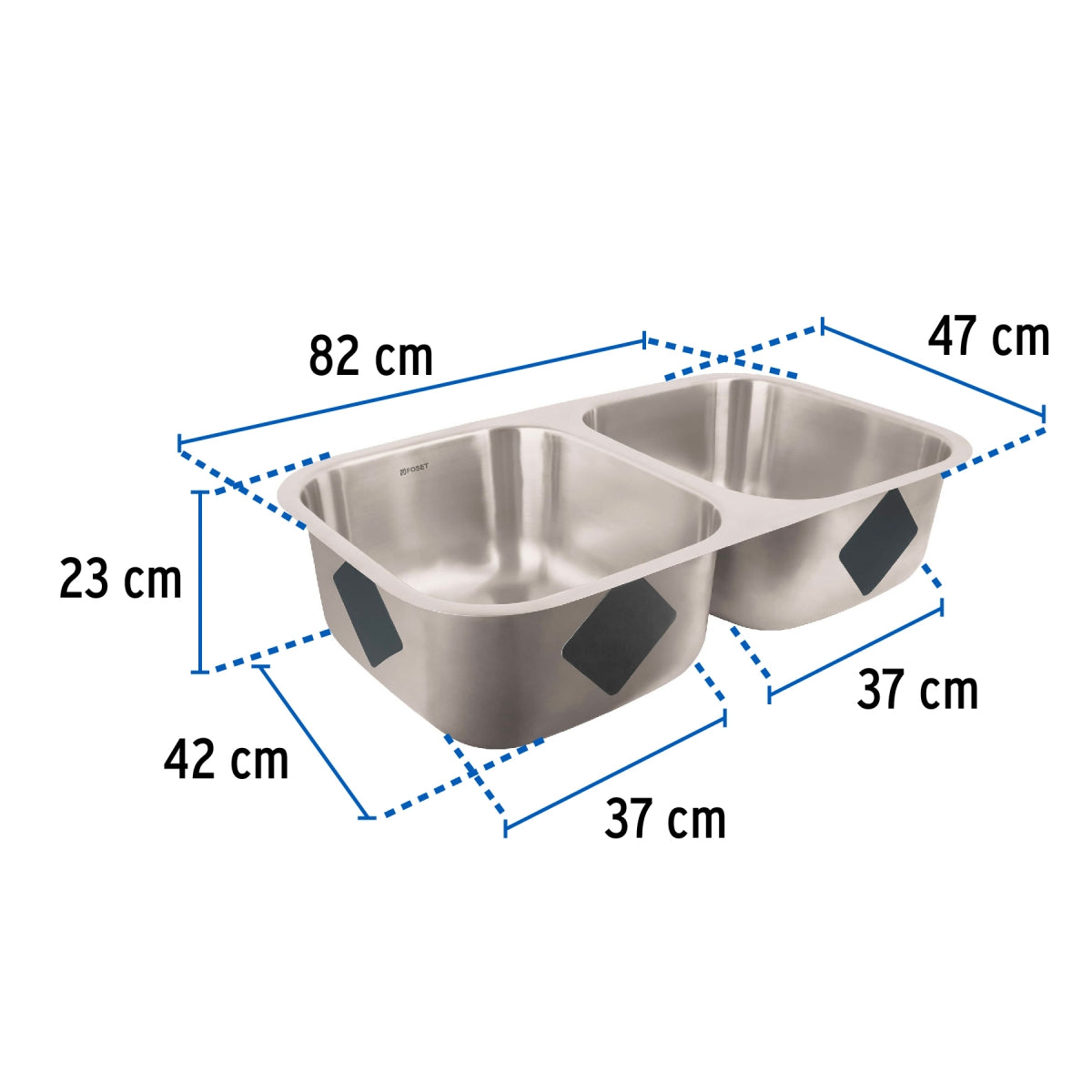 Tarja doble tina submontar 82x47cm (Riviera) SKU:'45176