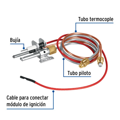 Termopar tipo flauta con bujía 60cm SKU:'46149